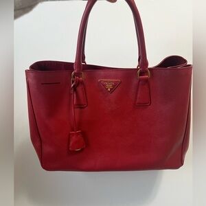Prada Lux Open Saffiano Leather Tote Bag in Red